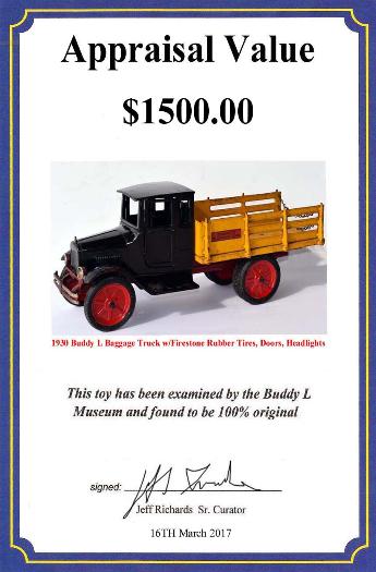 Antique1930's Buddy L Baggage Truck with dual rear firestone rubber tires, nickel plated headlights, opening doors. Visit on on facebook buddy l museum free toy appraisals vintage pressed steel toy cars and trucks ebay facebook Buying antique toys,  buddy l car