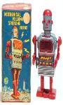 japanese robots space toys, buying tin toy robots, vintage tin toys buddy l trucks cars trains