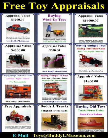 Buddy L Mueum buying toy collections Free toy appraisals Buddy L outdoor railroad for sale buying buddy l trains any condtioin antique toys for sale